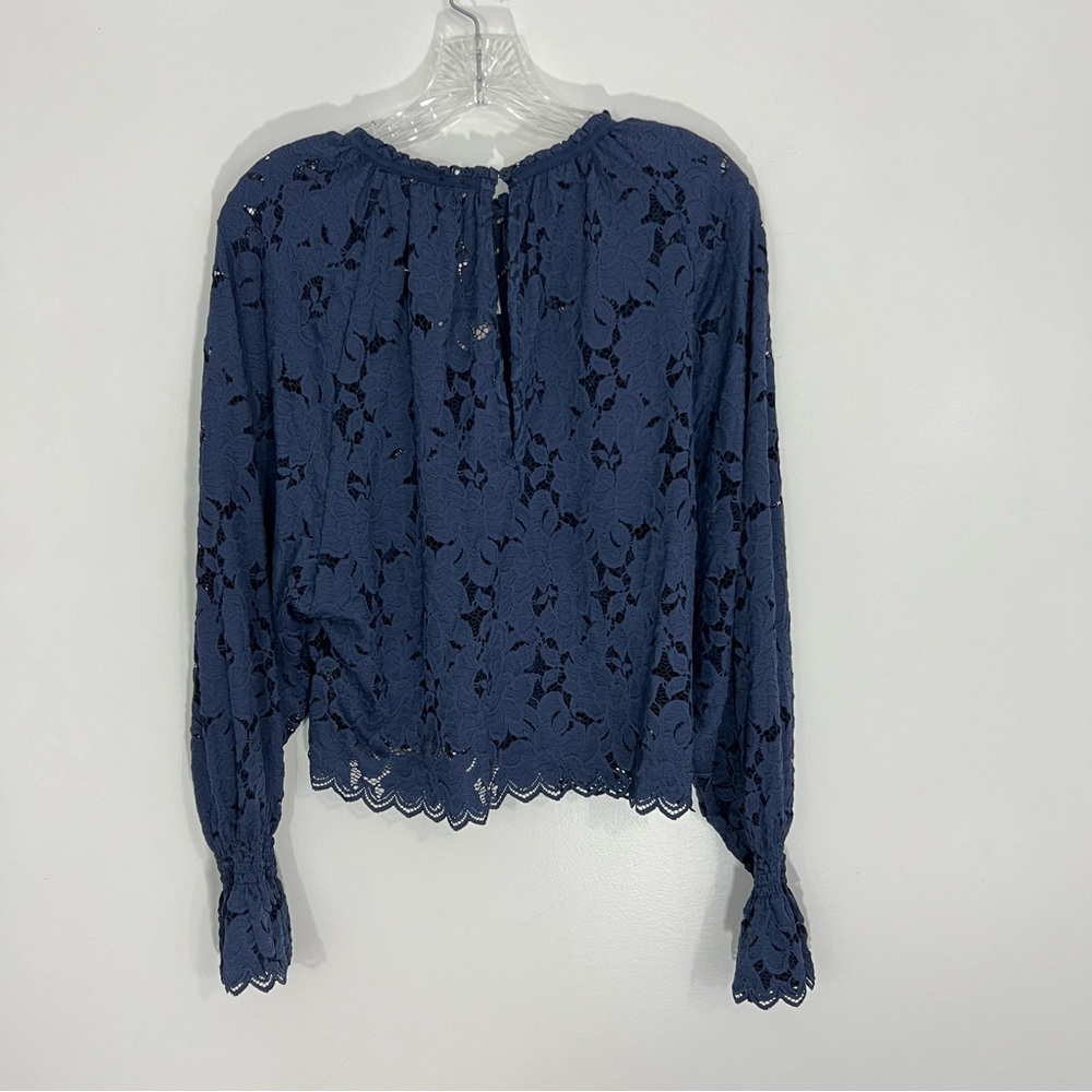 Free People Olivia Lace Top in Navy Size XS NWT Victorian Long Sleeve - Picture 7 of 10